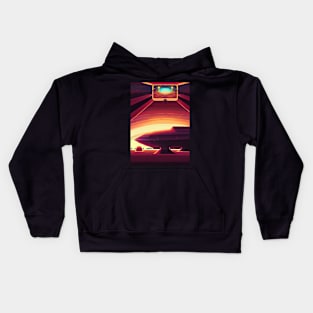 RED SPACESHIP IN THE SPACEPORT Kids Hoodie